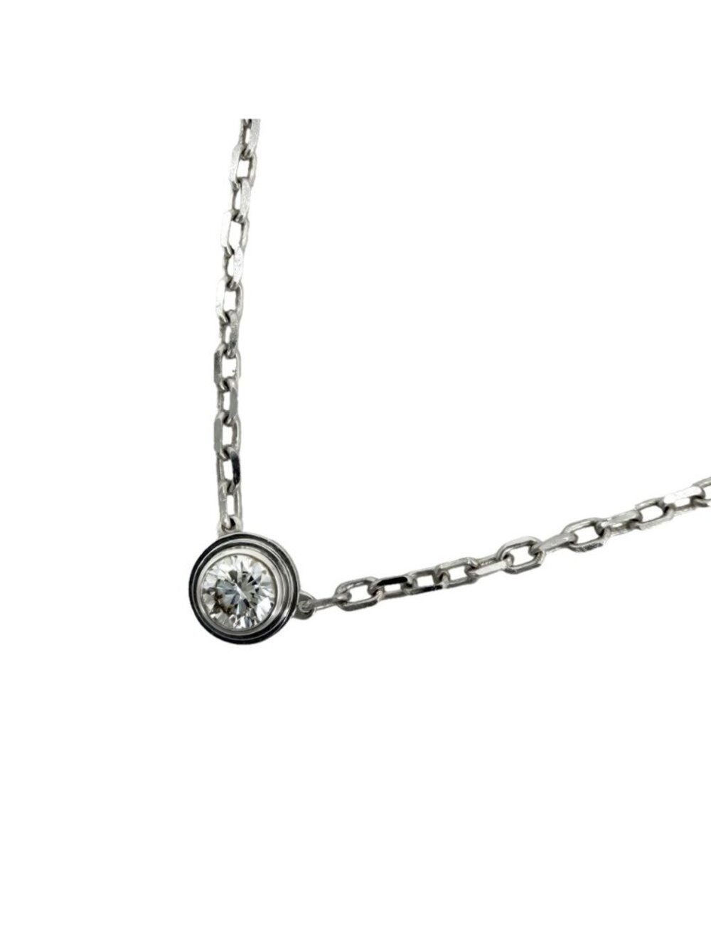 Cartier Necklace D'amour Single Diamond Adjustable WG 18k White Gold